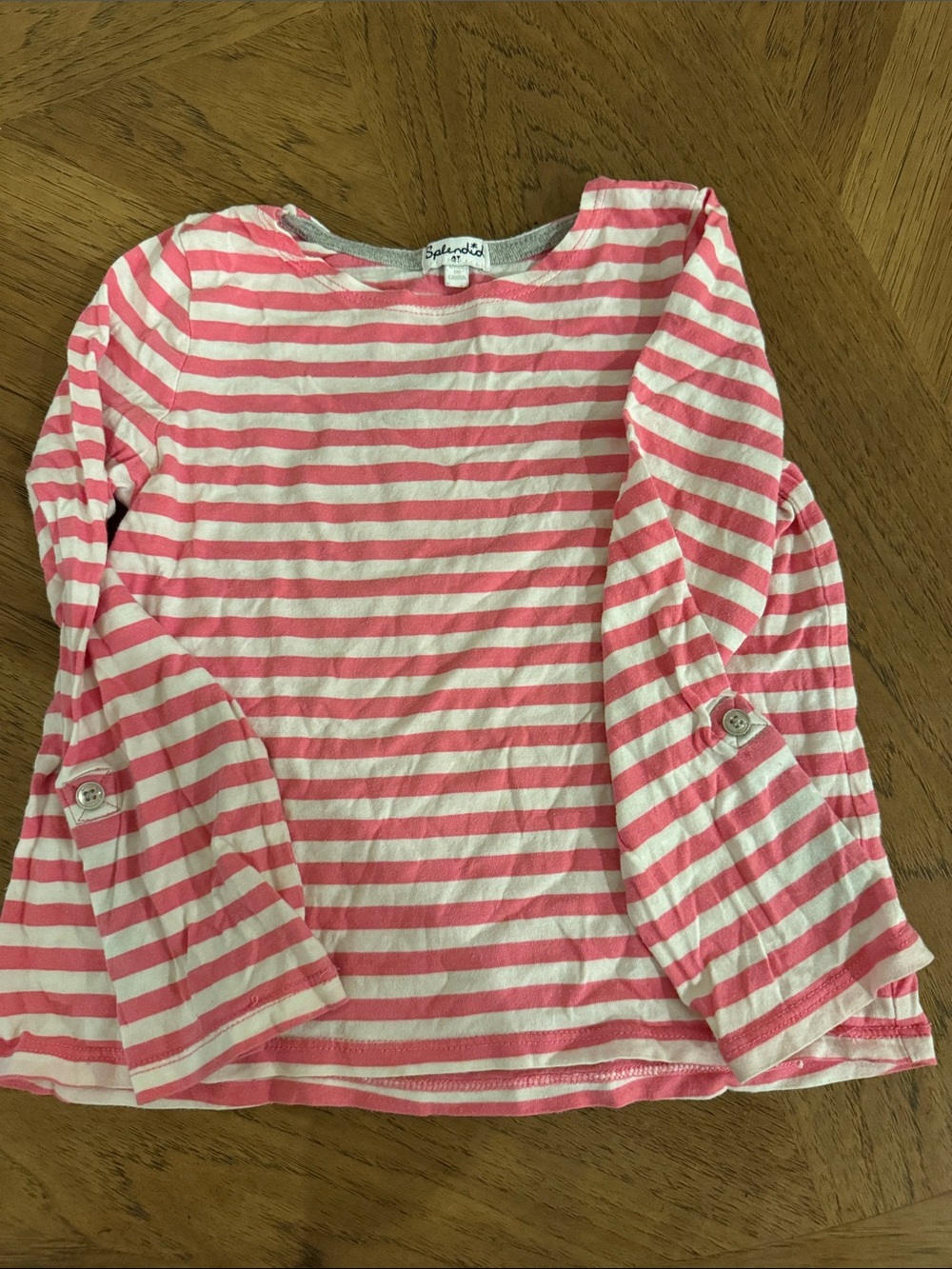 Splendid Pink and White Striped Long Sleeve Tee